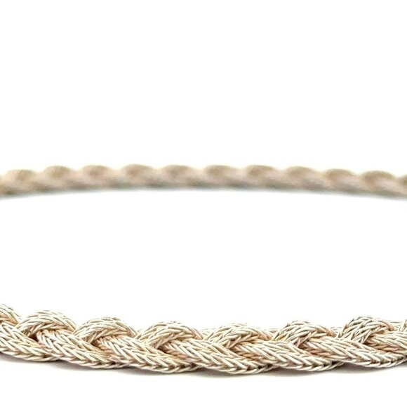 UNKNOWN Jewelry - Estate Sterling Silver Braided 16” Necklace Chain w/ Safety Bar! 142